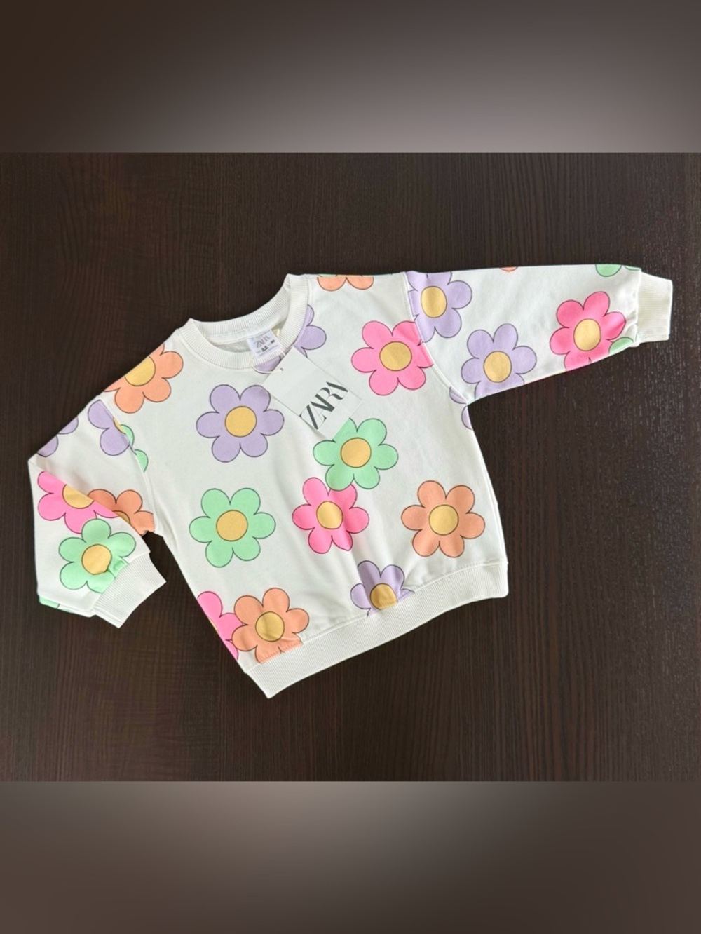 Zara Kids White Floral Sweatshirt - Pastel Flower Print